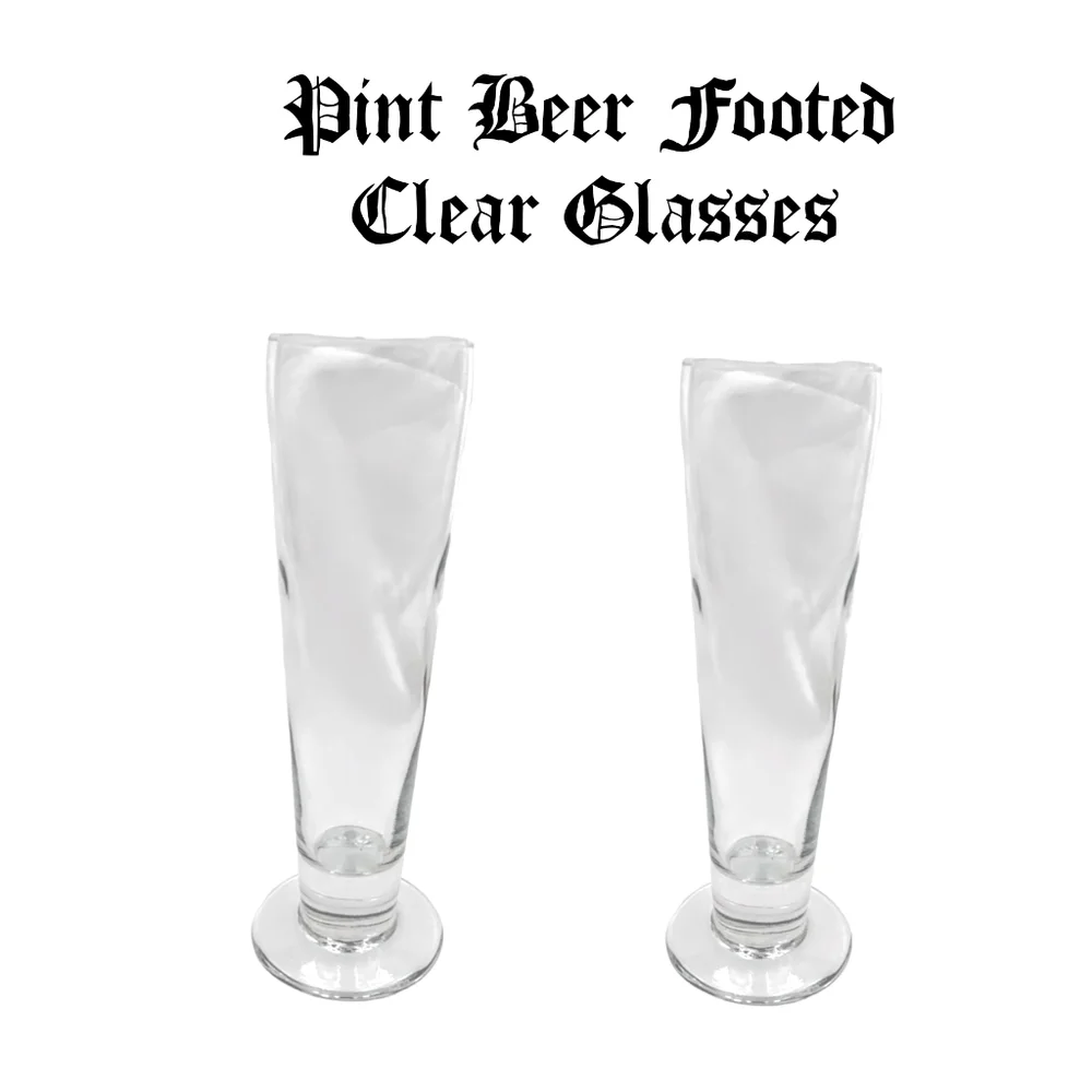 Pint Beer Footed Clear Glasses (2)